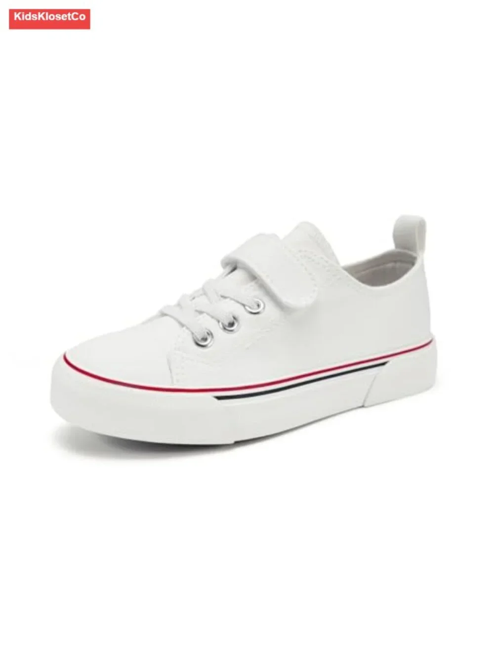 Toddler Boys Girls Low Top Canvas Sneakers Adjustable Hook Loop Strap